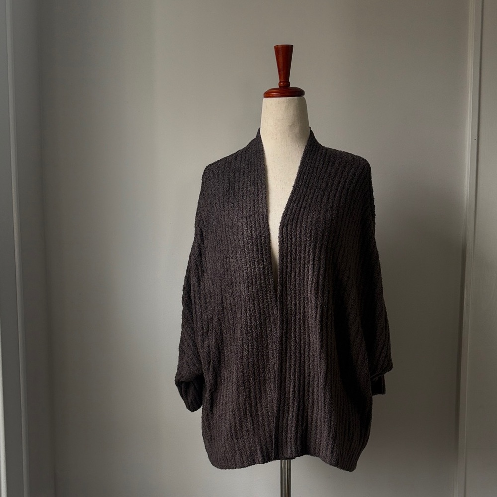 CozyChick Lite Dark Gray Women's Sweater Ribbed Shrug Cardigan L/XL in Carbon
